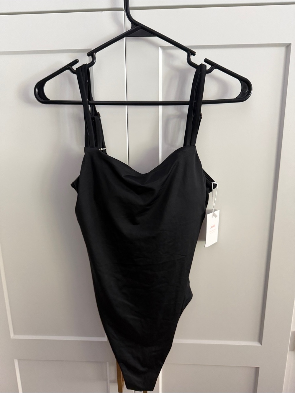 Andie Black Cowl-Neck One-Piece Swimsuit Small